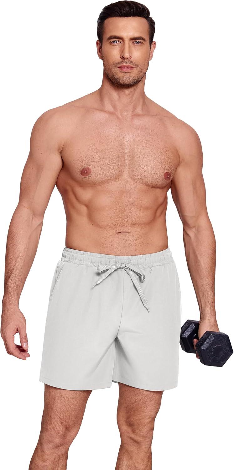 imageCOOFANDY Mens 2 in 1 Running Shorts 2 Pack Athletic Shorts Quick Dry Gym Training Workout Shorts with PocketsGreyArmy Green