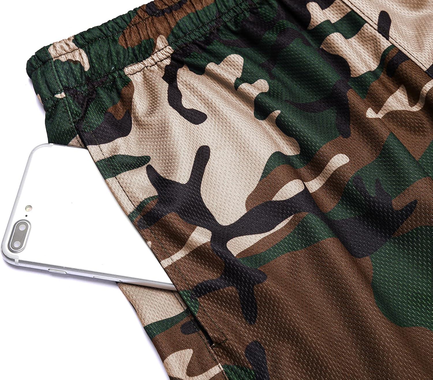 imageCOOFANDY Mens 3 Pack Workout Gym Shorts Mesh Athletic Shorts Lightweight Bodybuilding Training Short Pants with PocketsGreen CamoBlackGrey