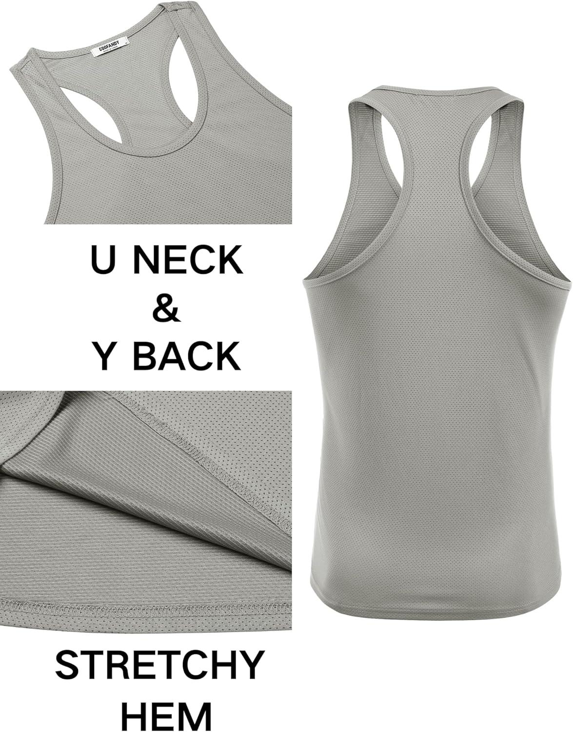 imageCOOFANDY Mens 3 Pack Workout Tank Tops Quick Dry Gym Sleeveless Muscle T Shirts Y Back Athlectic Tank Bodybuilding TopBlackWhiteLight Grey