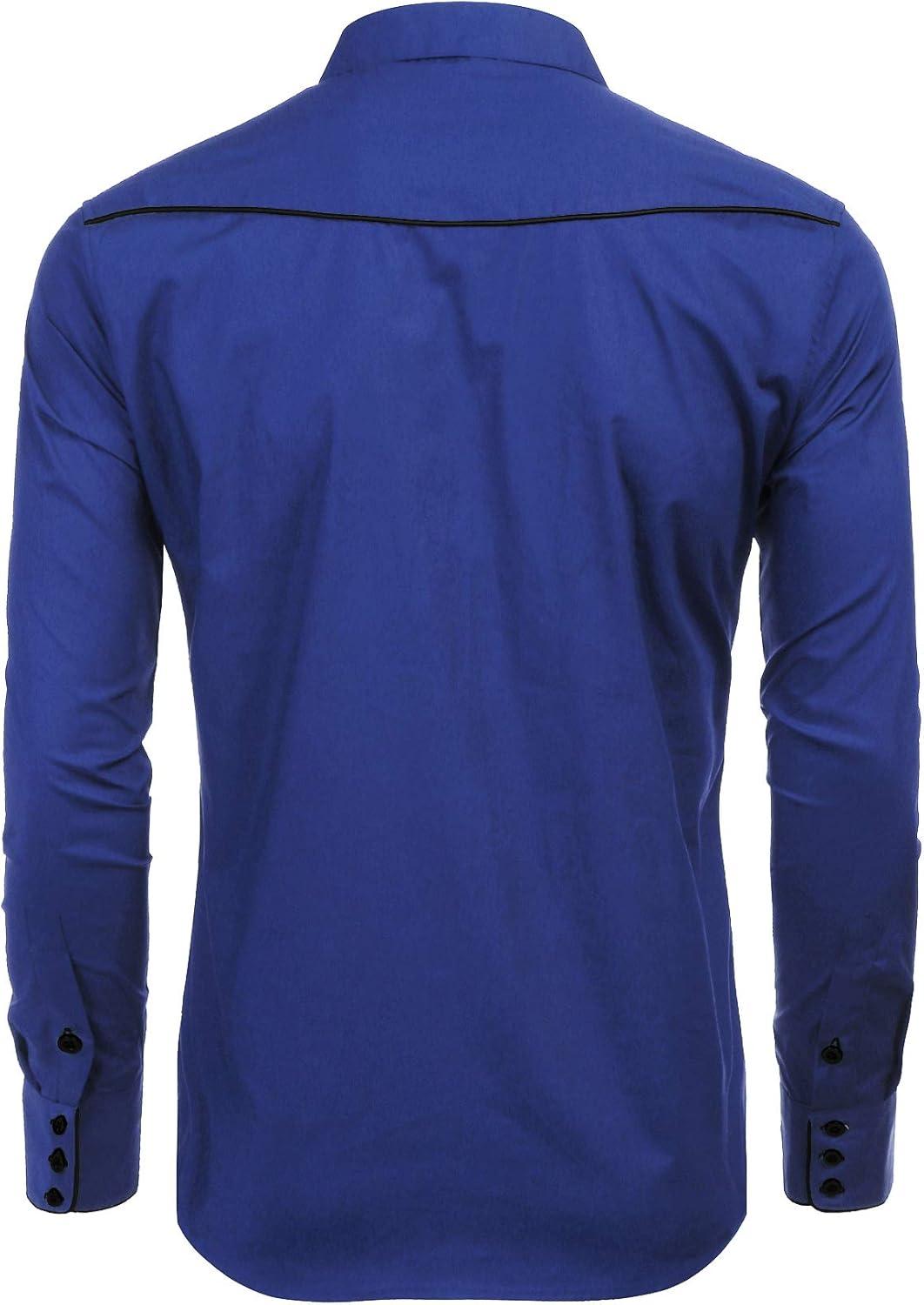 imageCOOFANDY Mens American Flag Button Down Shirt Western Cowboy Casual Long Sleeve Patriotic ShirtsBlue