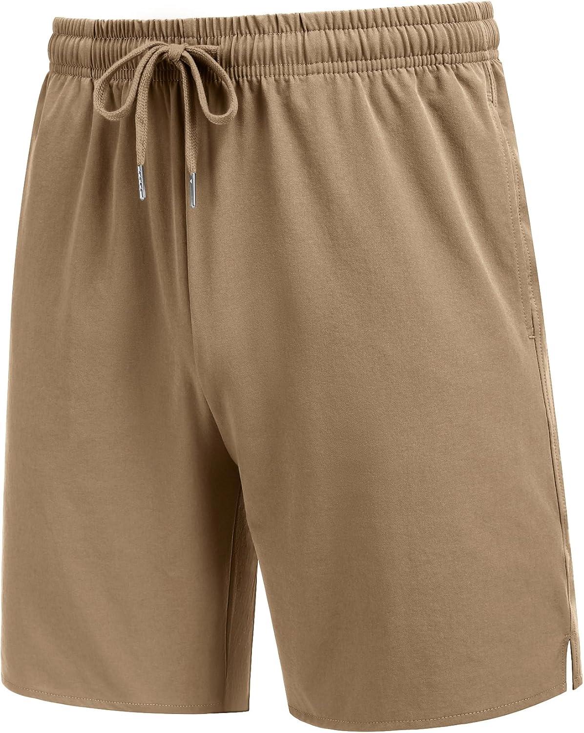 imageCOOFANDY Mens Athletic Running Shorts 7 Gym Workout Shorts Lightweight Drawstring Training Shorts with Zipper Pockets2 Pack BlackKhaki