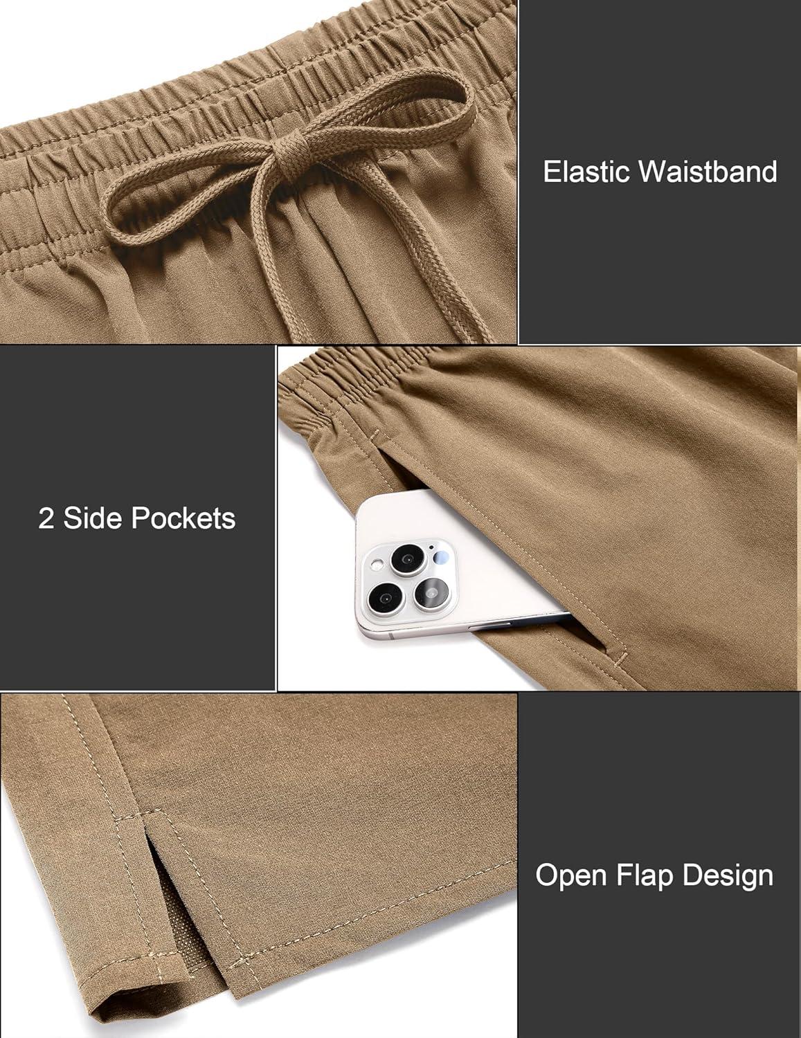 imageCOOFANDY Mens Athletic Running Shorts 7 Gym Workout Shorts Lightweight Drawstring Training Shorts with Zipper Pockets2 Pack BlackKhaki