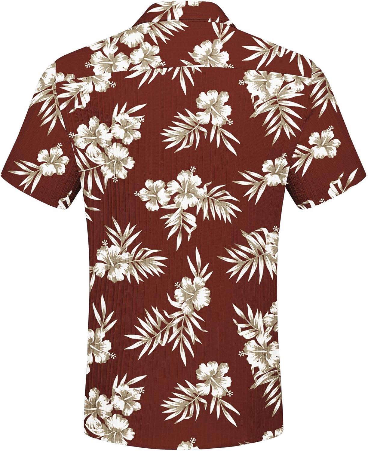 imageCOOFANDY Mens Beach Shirt Short Sleeve Button Down Shirts Casual Cuban Collared Summer Vacation Tropical ShirtsRedwhite Floral