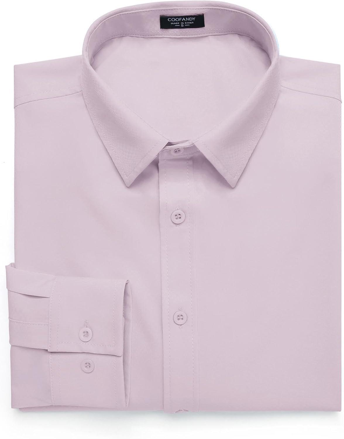 imageCOOFANDY Mens Business Dress Shirts Wrinkle Free Long Sleeve Regular Fit Dress Shirt Textured Casual Button Down ShirtsLavender