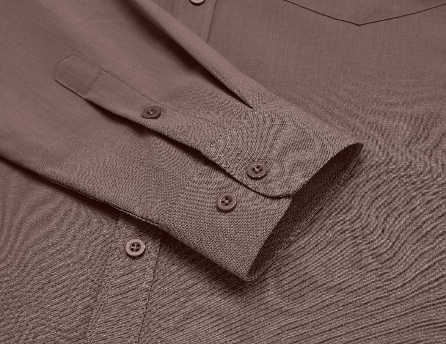 imageCOOFANDY Mens Button Down Shirt Casual Untucked Shirts Long Sleeve Dress Shirt with PocketBrown