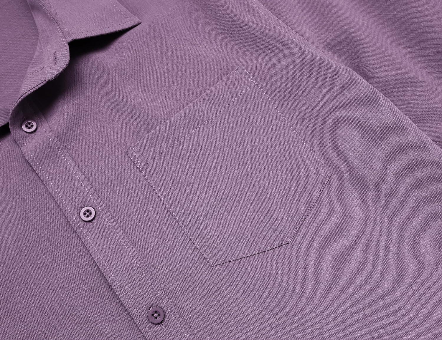 imageCOOFANDY Mens Button Down Shirt Casual Untucked Shirts Long Sleeve Dress Shirt with PocketDeep Purple