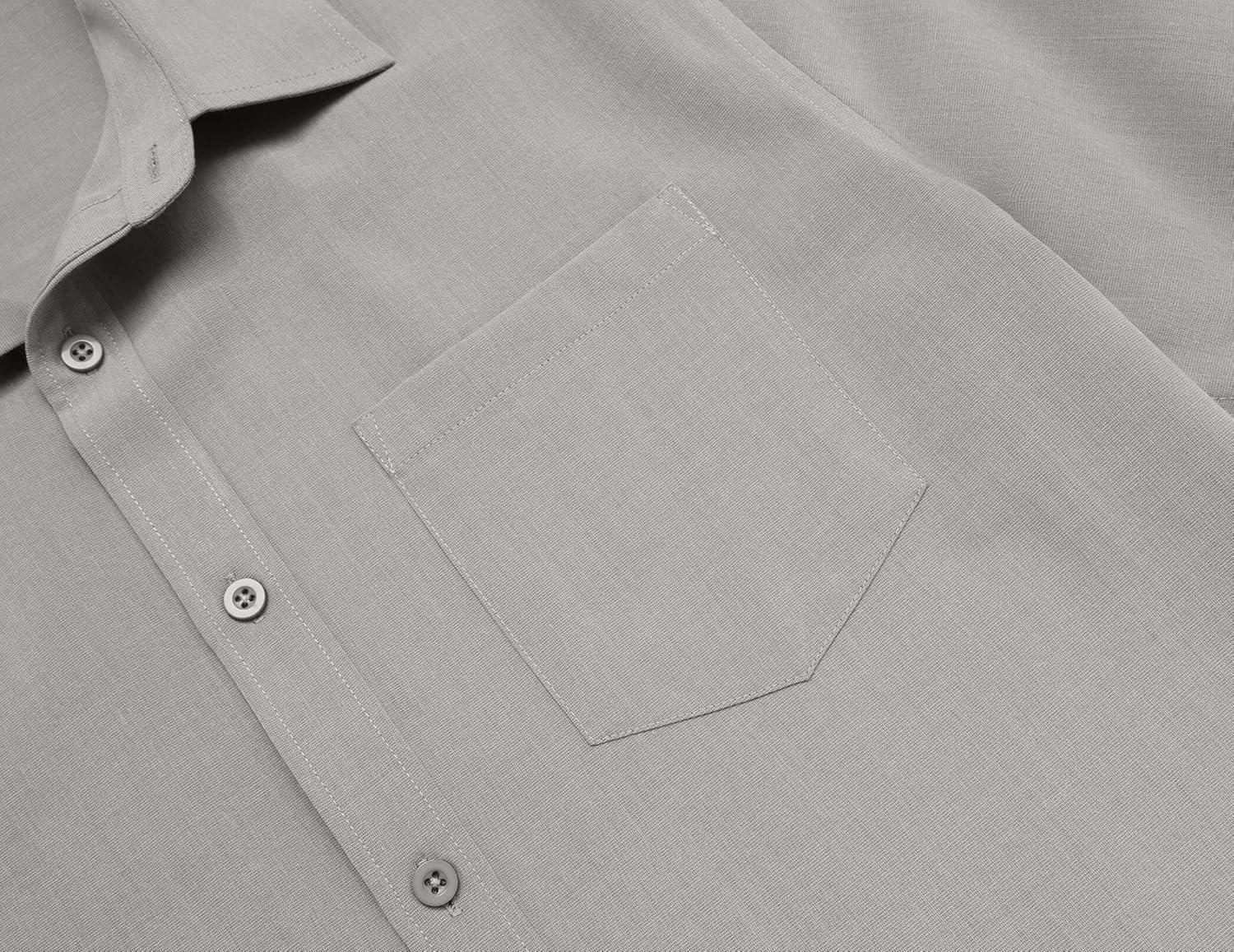 imageCOOFANDY Mens Button Down Shirt Casual Untucked Shirts Long Sleeve Dress Shirt with PocketLight Grey