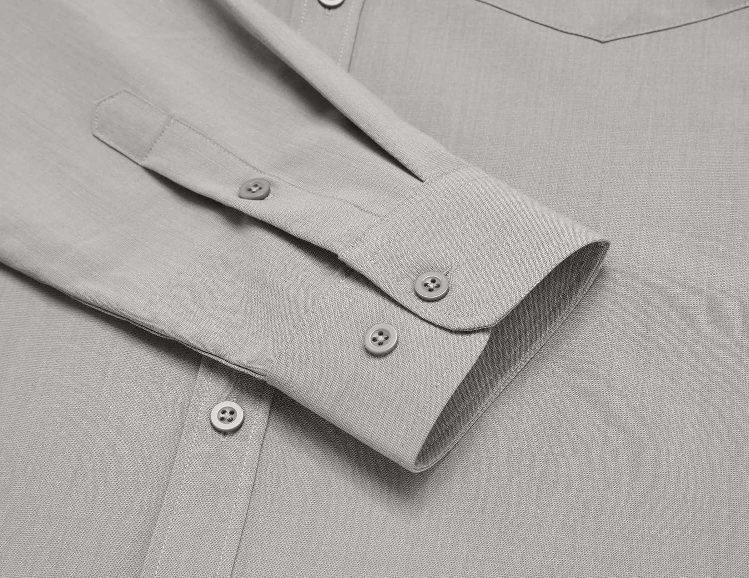 imageCOOFANDY Mens Button Down Shirt Casual Untucked Shirts Long Sleeve Dress Shirt with PocketLight Grey
