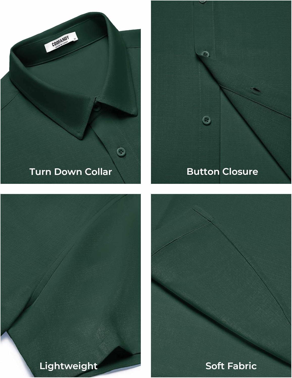 imageCOOFANDY Mens Button Down Shirts Short Sleeve Casual Shirt Summer Beach Wedding ShirtsBright Green