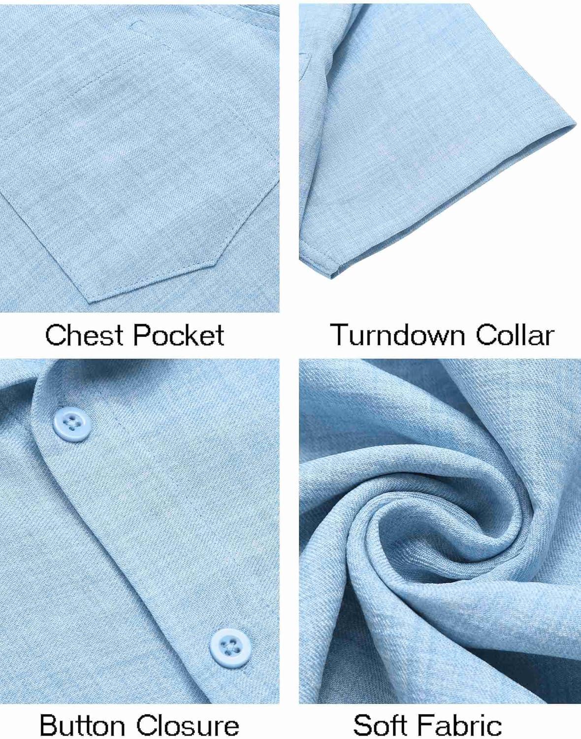 imageCOOFANDY Mens Button Down Short Sleeve Shirt Casual Beach Shirt Summer Vacation Textured ShirtsBeau Blue