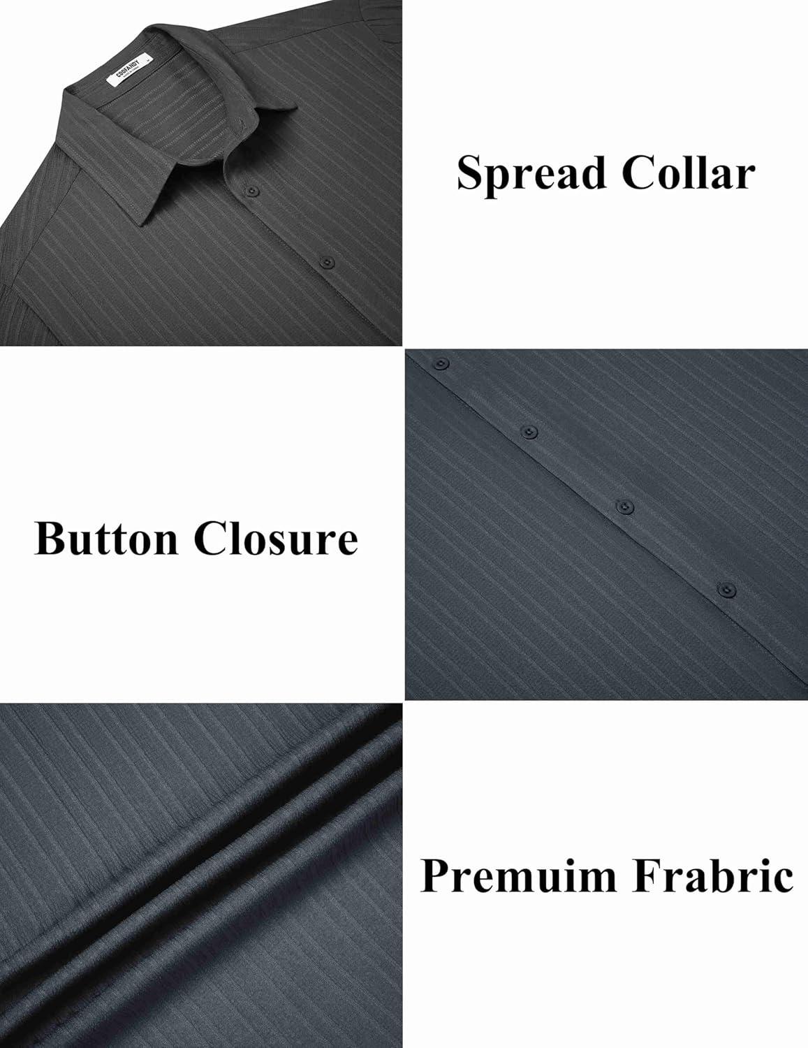 imageCOOFANDY Mens Button Down Short Sleeve Shirt Casual Beach Shirt Summer Vacation Textured ShirtsDark Gray