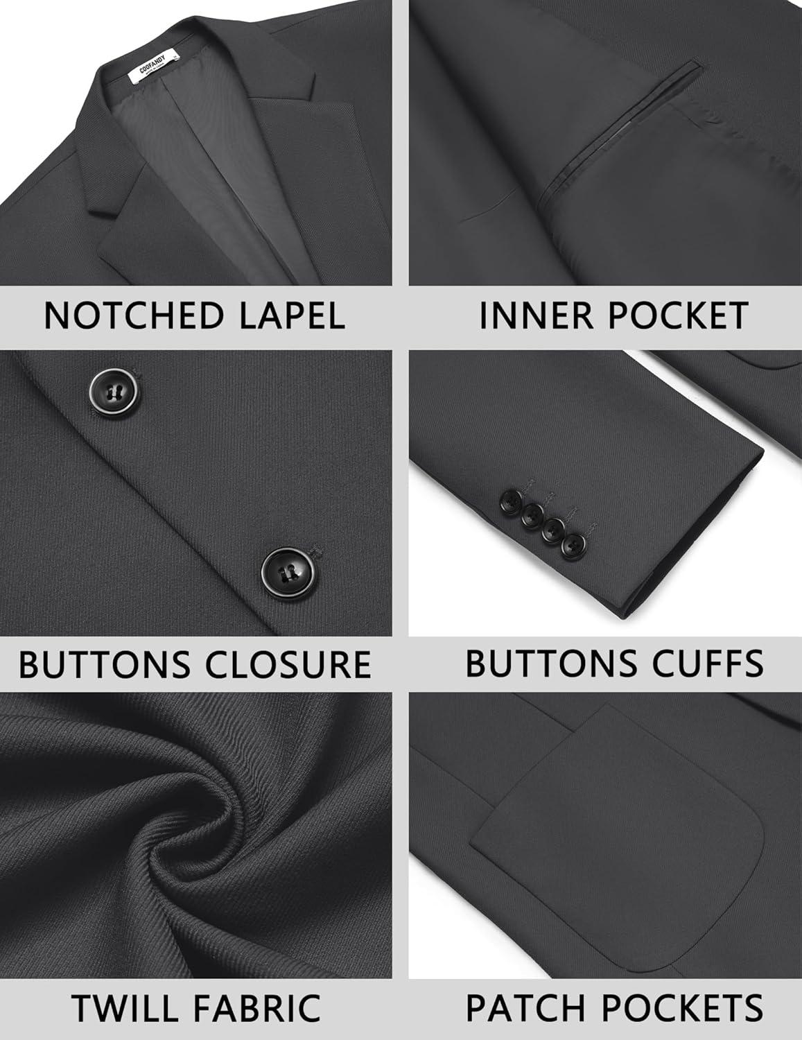 imageCOOFANDY Mens Casual Blazer Jacket Slim Fit Two Button Suit Jackets Lightweight Knit Sport CoatDark Grey