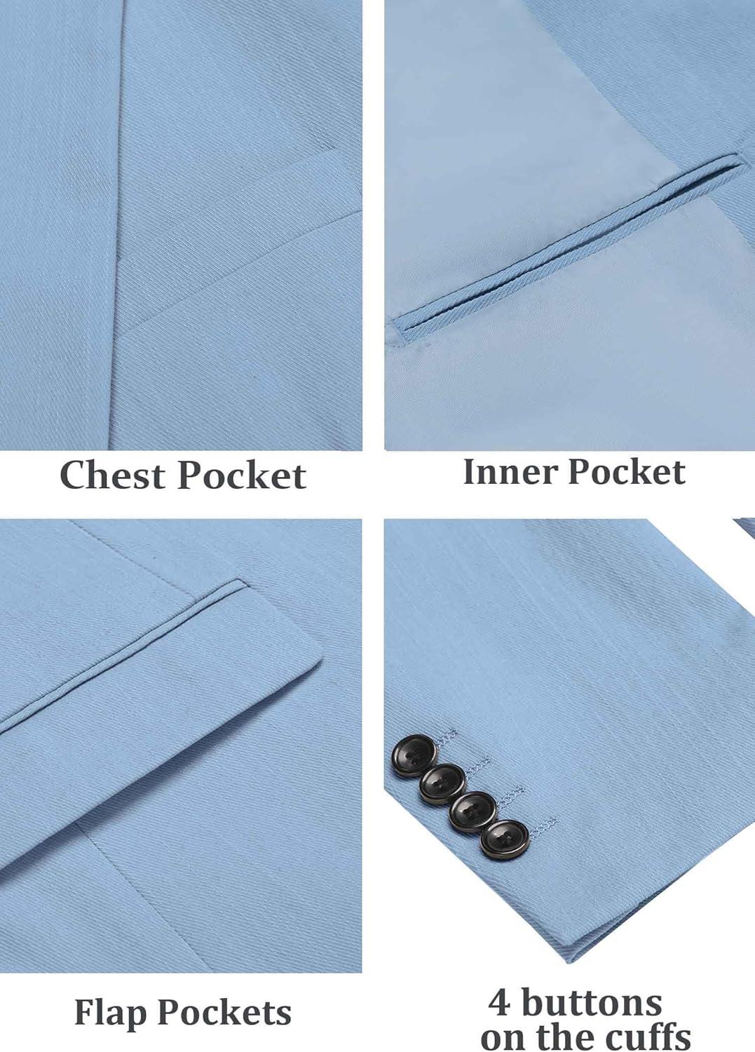 imageCOOFANDY Mens Casual Blazer Lightweight Slim Fit Suit Jacket Two Button Cotton Sport CoatsLight Blue