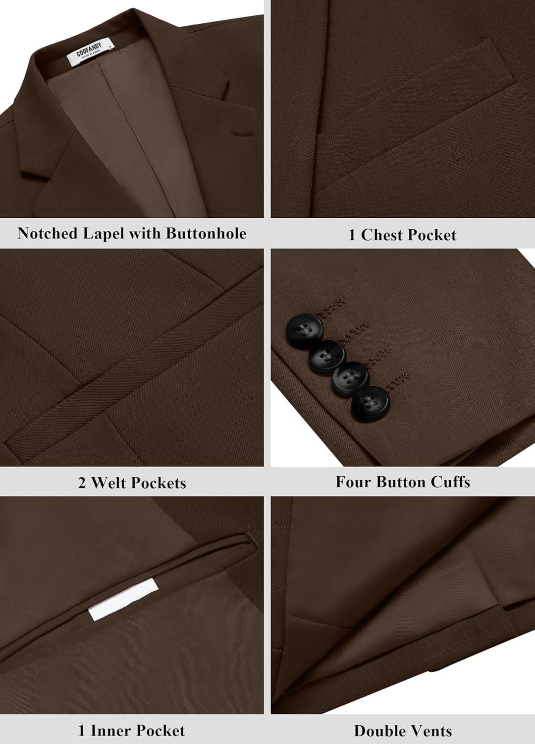 imageCOOFANDY Mens Casual Blazer Regular Fit Lightweight Two Button Sport Coat Suit JacketBrown