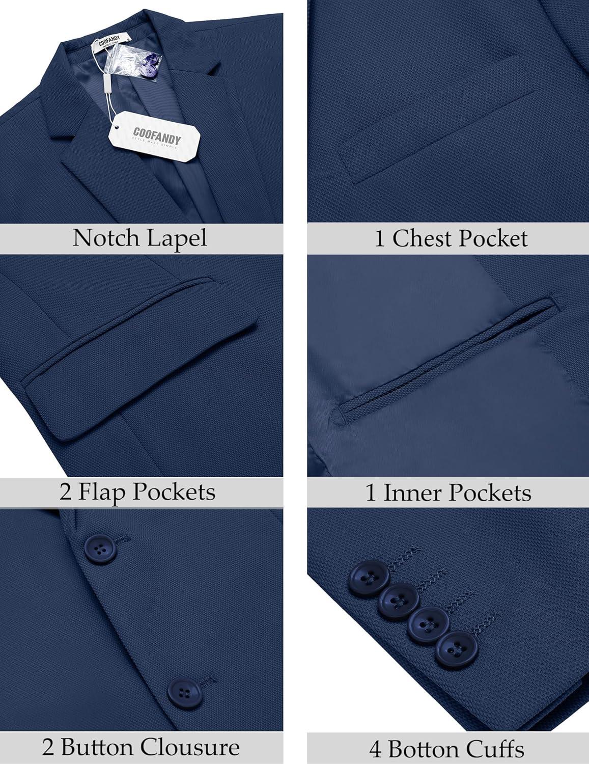 imageCOOFANDY Mens Casual Blazer Slim Fit Lightweight Sport Coat Two Button Suit JacketBlue