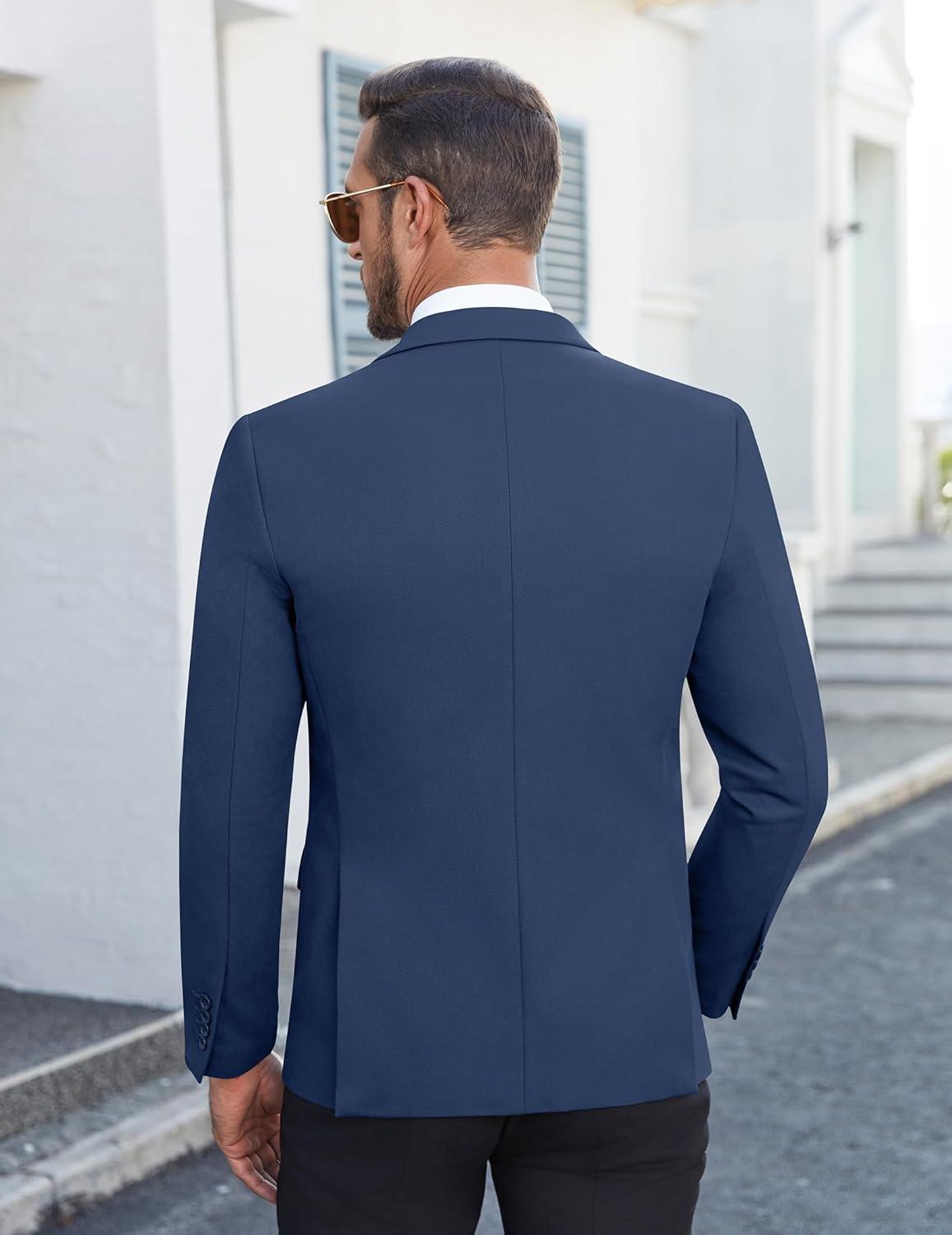 imageCOOFANDY Mens Casual Blazer Slim Fit Lightweight Sport Coat Two Button Suit JacketBlue