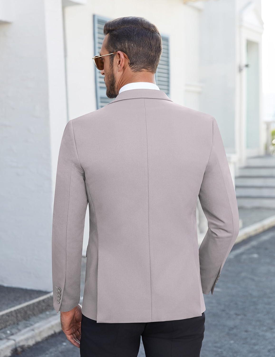 imageCOOFANDY Mens Casual Blazer Slim Fit Lightweight Sport Coat Two Button Suit JacketLight Grey