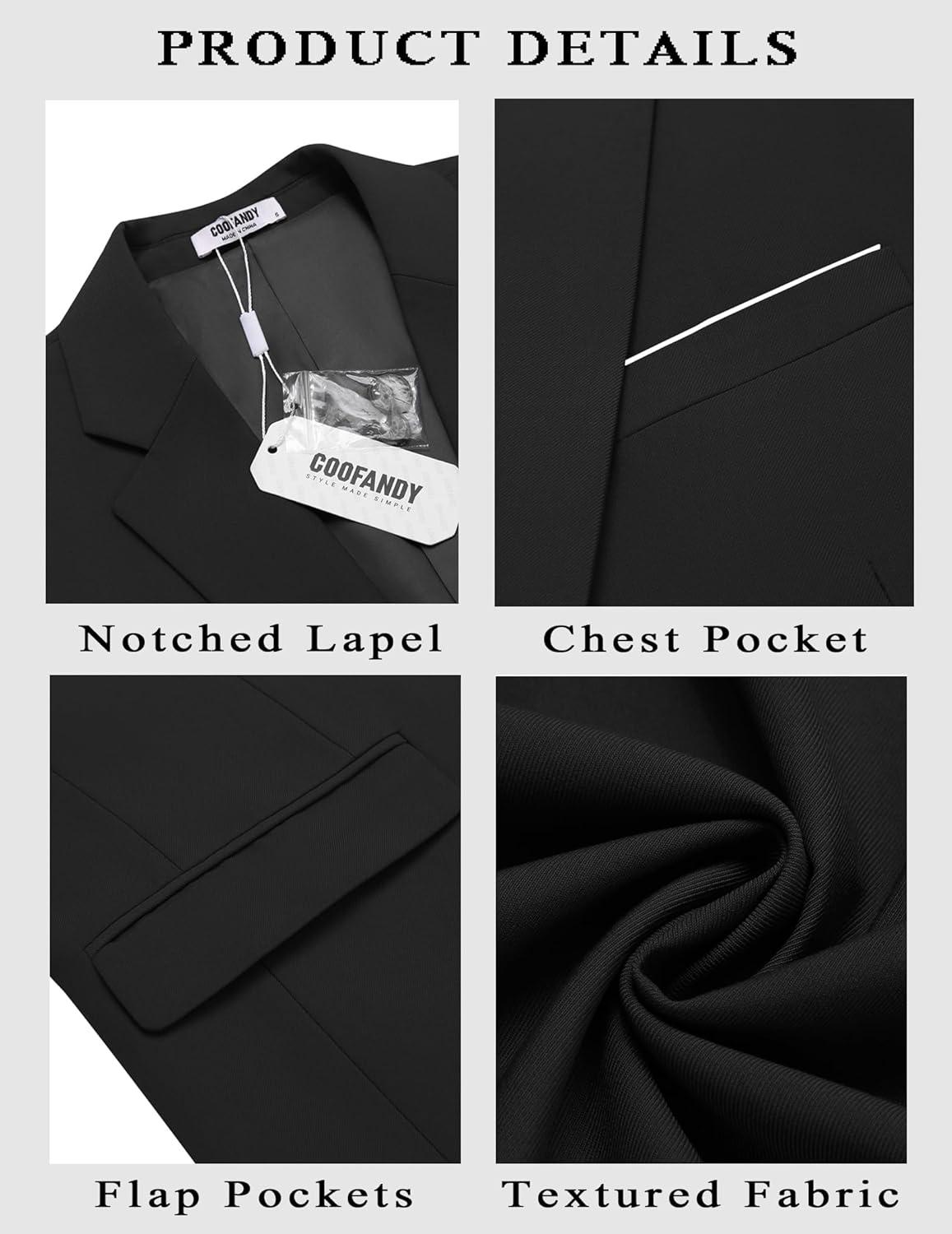 imageCOOFANDY Mens Casual Blazer Slim Fit Sport Coat Suit Jacket Lightweight Two Button Blazer JacketBlack