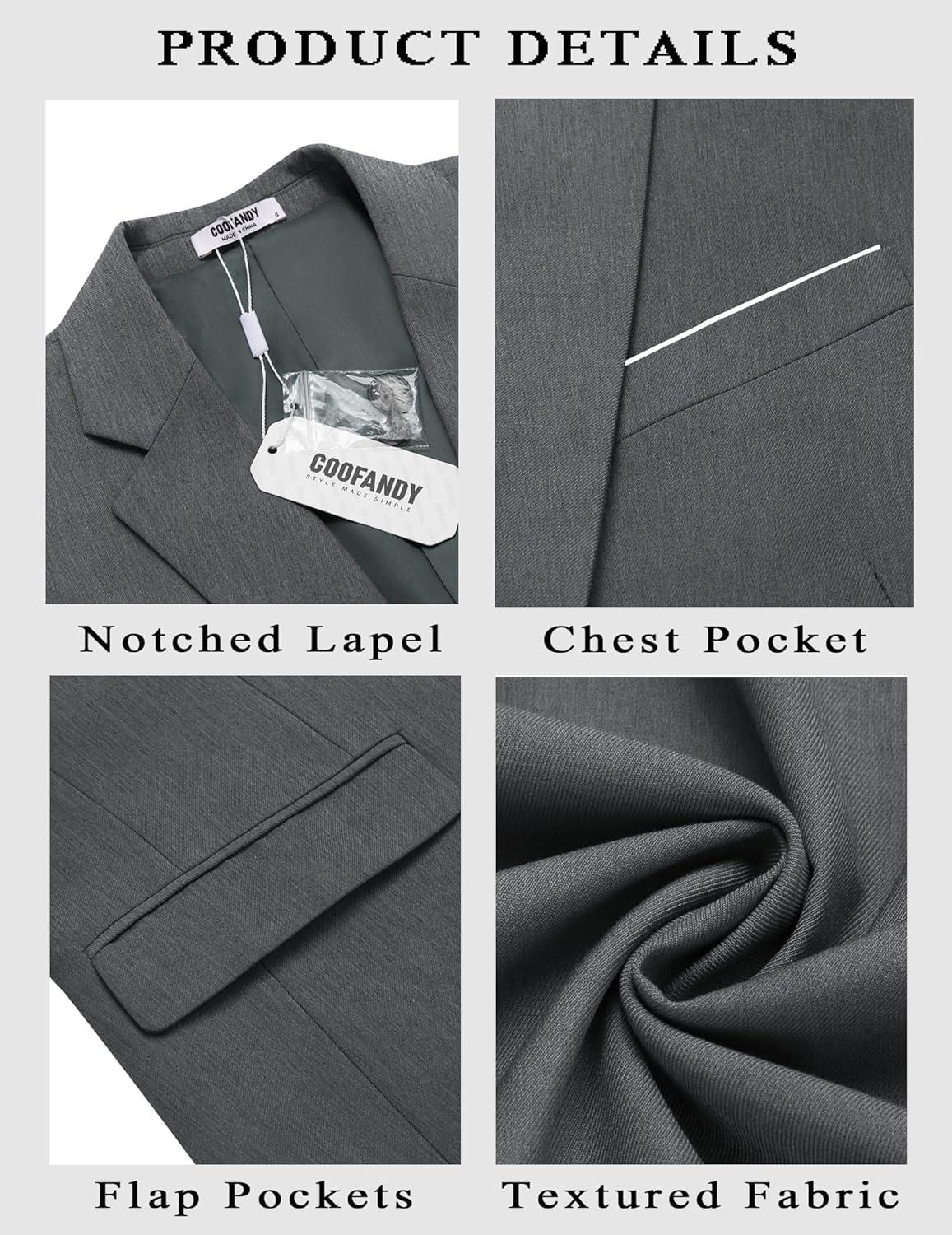 imageCOOFANDY Mens Casual Blazer Slim Fit Sport Coat Suit Jacket Lightweight Two Button Blazer JacketGrey