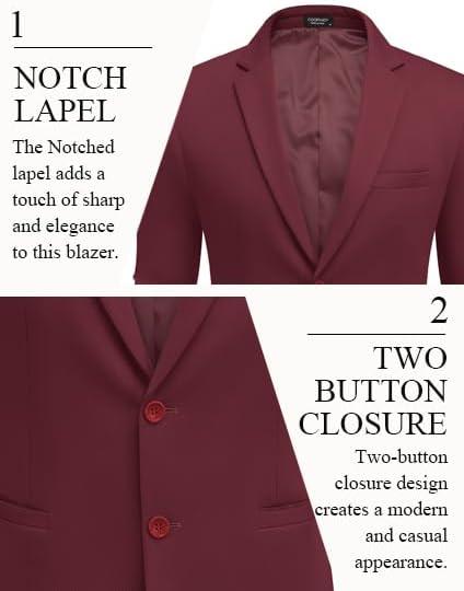imageCOOFANDY Mens Casual Blazer Slim Fit Suit Jackets Two Button Lightweight Knit Sport CoatBurgundy