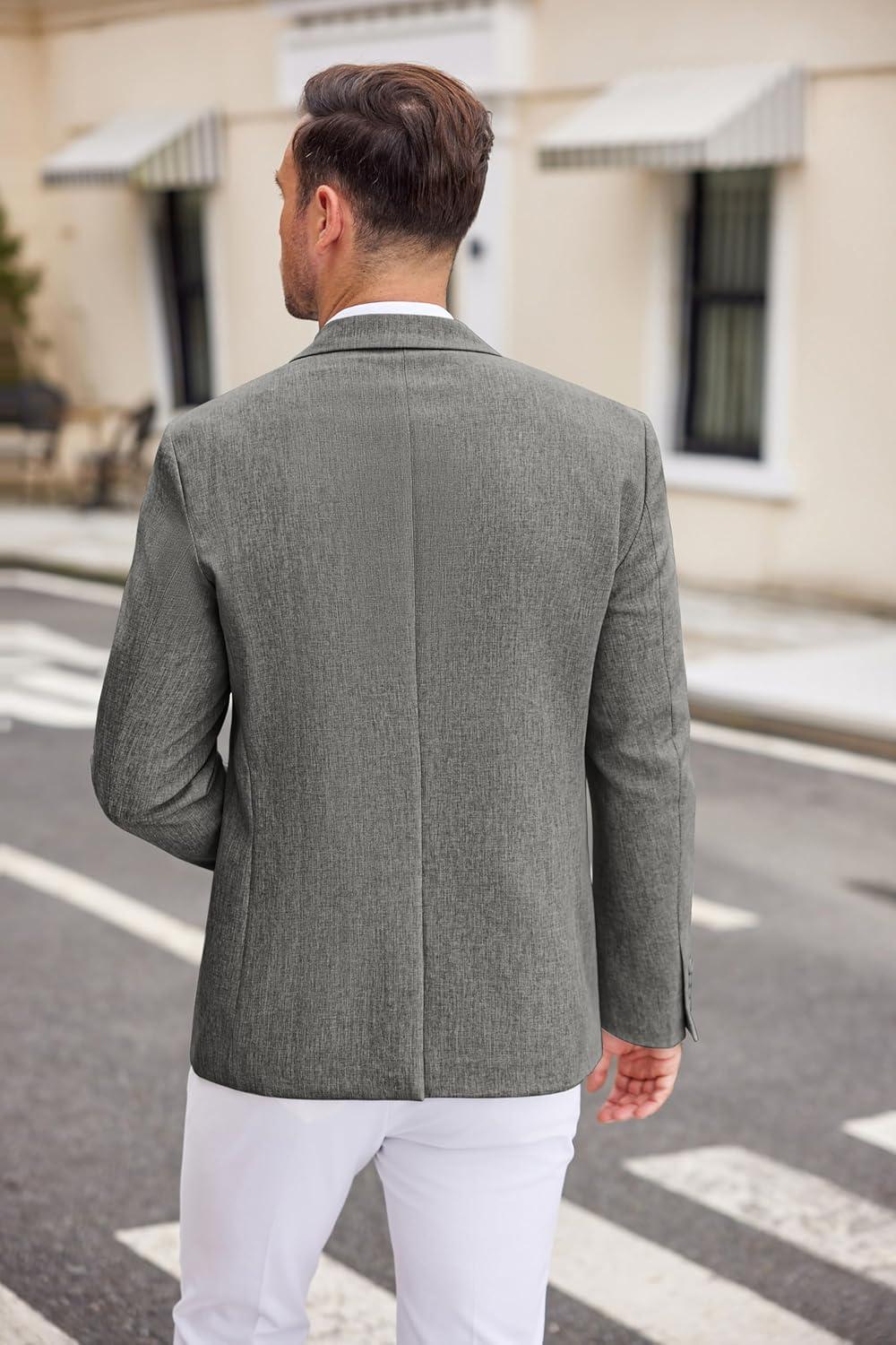 imageCOOFANDY Mens Casual Blazer Two Button Sport Coats Lightweight Printed Lining Suit JacketGrey