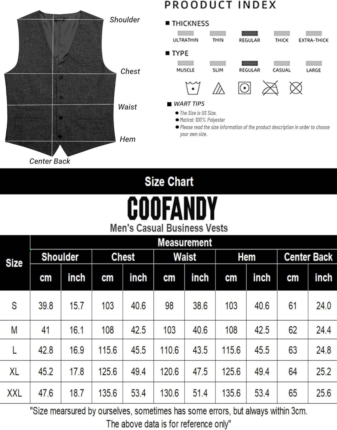 imageCOOFANDY Mens Casual Business Vests Lightweight Waistcoat Slim Fit Suit VestBlack