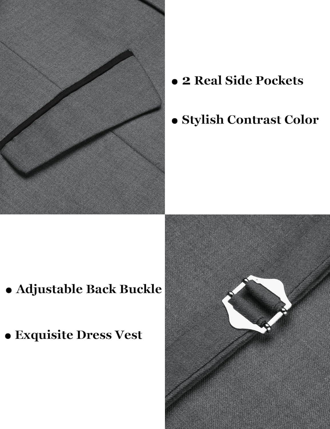 imageCOOFANDY Mens Casual Business Vests Lightweight Waistcoat Slim Fit Suit VestDark Gray