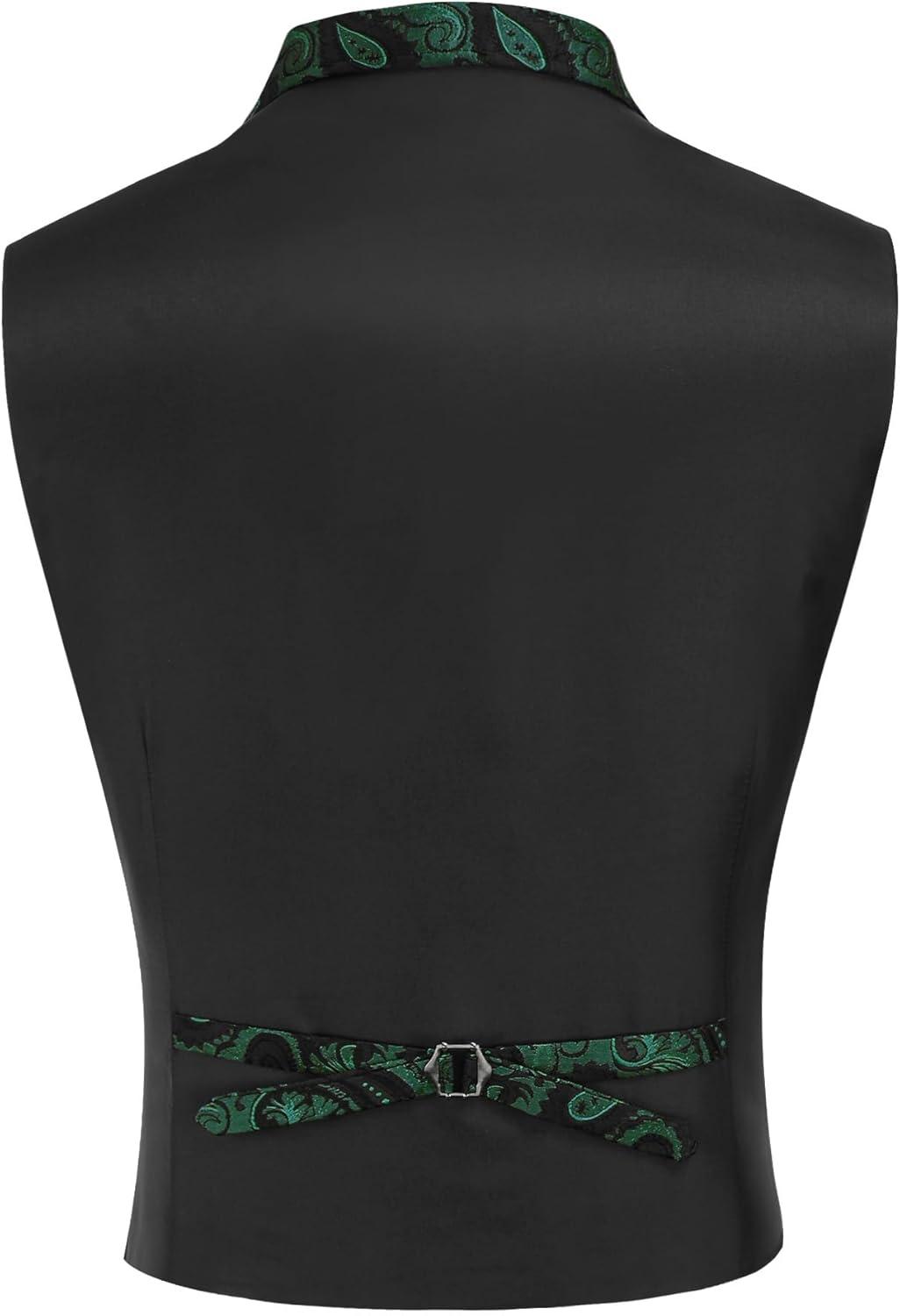 imageCOOFANDY Mens Casual Business Vests Lightweight Waistcoat Slim Fit Suit VestGreen Paisley