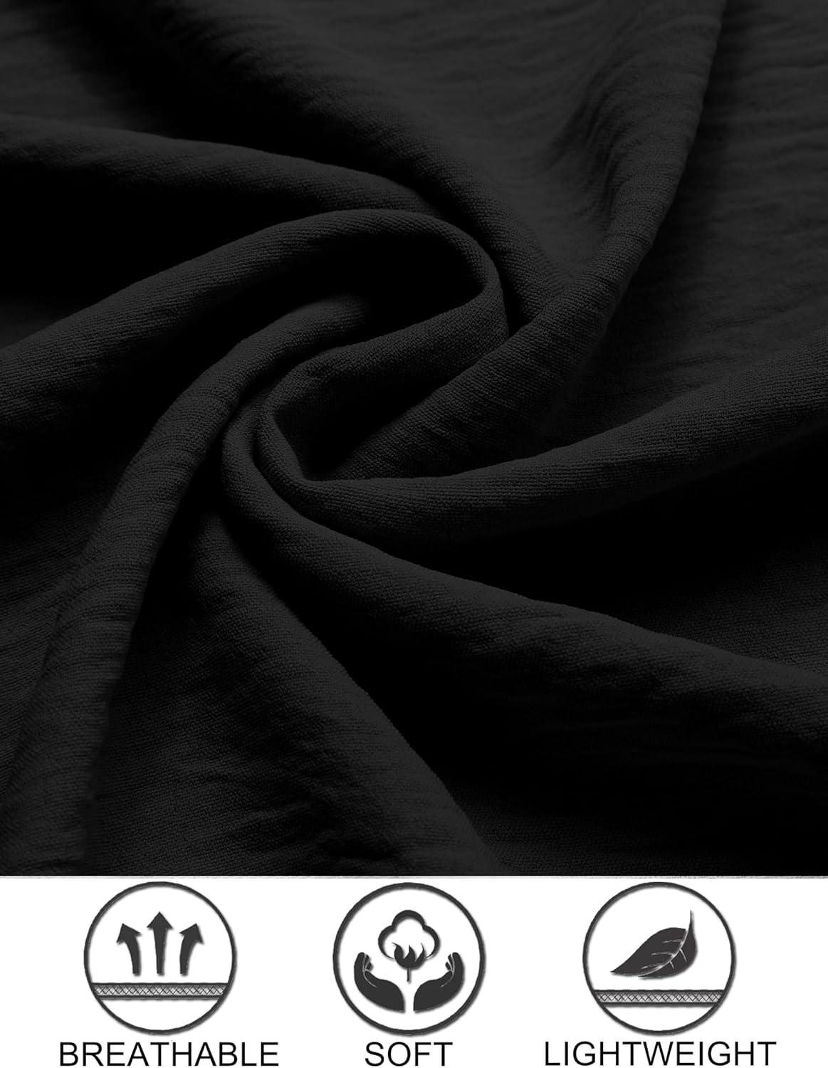 imageCOOFANDY Mens Casual Button Down Shirt Short Sleeve Textured Summer Cuban Beach ShirtsBlack