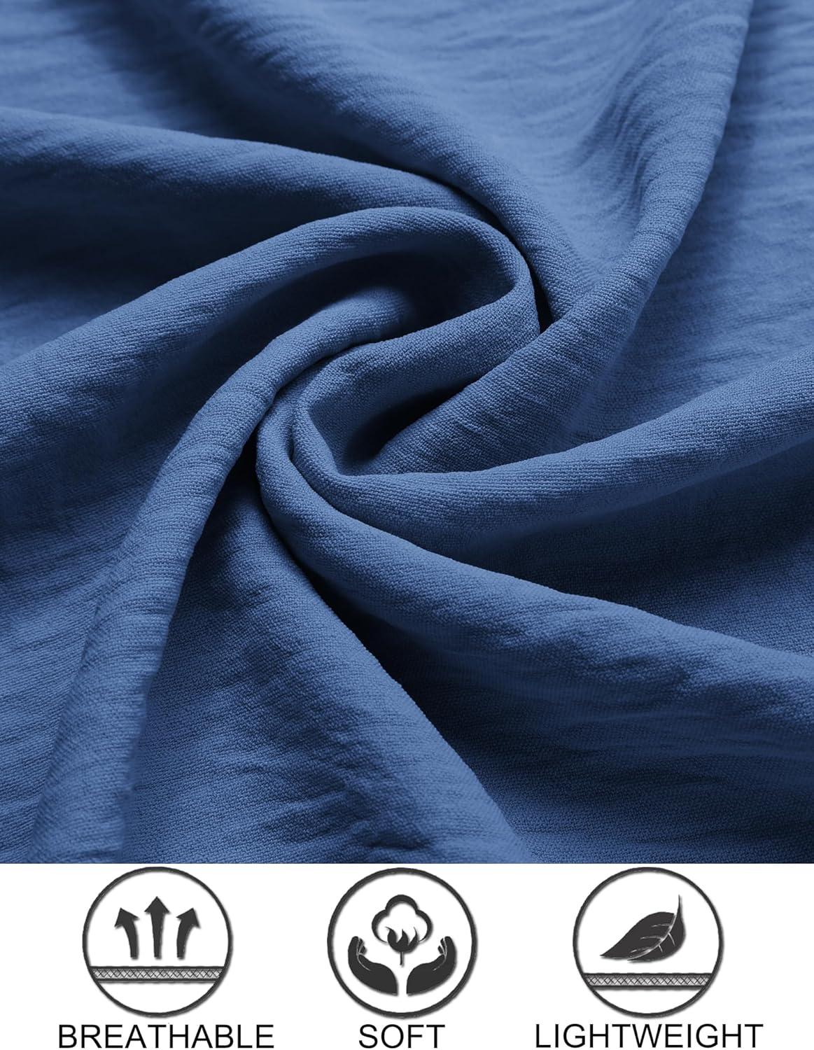 imageCOOFANDY Mens Casual Button Down Shirt Short Sleeve Textured Summer Cuban Beach ShirtsDark Blue