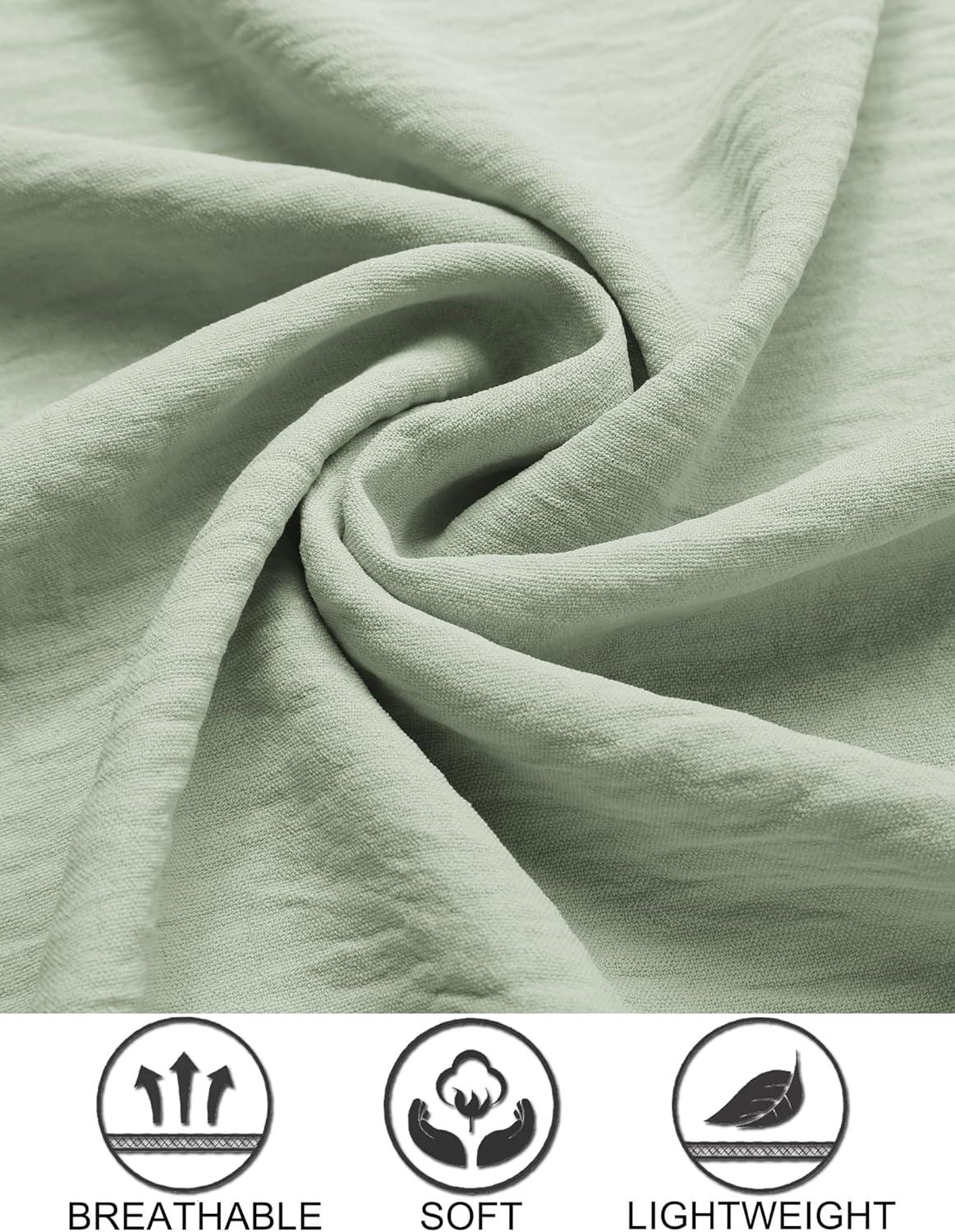 imageCOOFANDY Mens Casual Button Down Shirt Short Sleeve Textured Summer Cuban Beach ShirtsLight Green