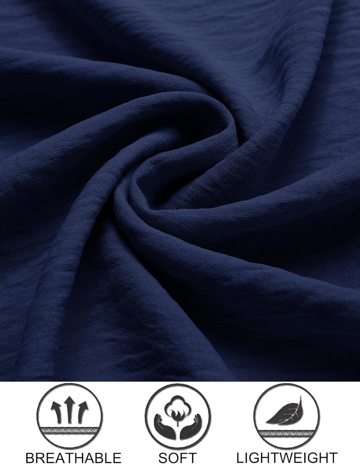 imageCOOFANDY Mens Casual Button Down Shirt Short Sleeve Textured Summer Cuban Beach ShirtsNavy Blue