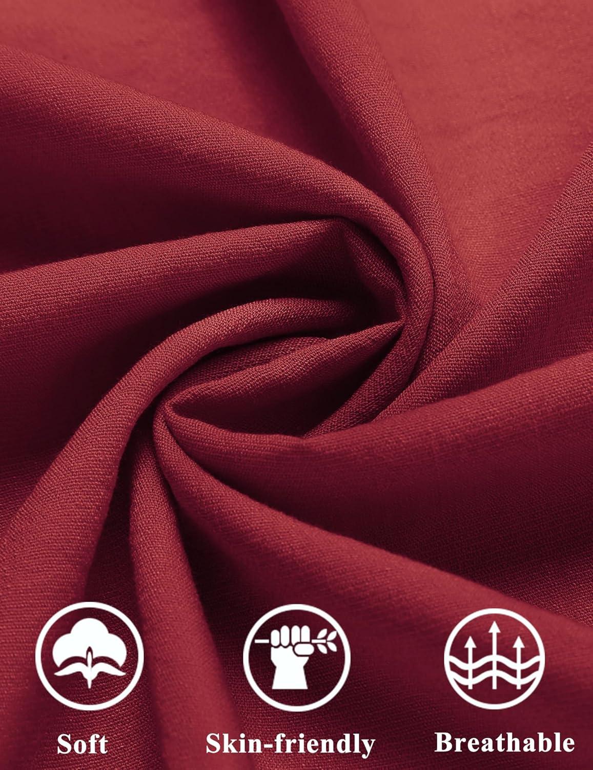 imageCOOFANDY Mens Casual Button Down Shirts Short Sleeve Summer Cuban Vacation Beach ShirtsWine Red