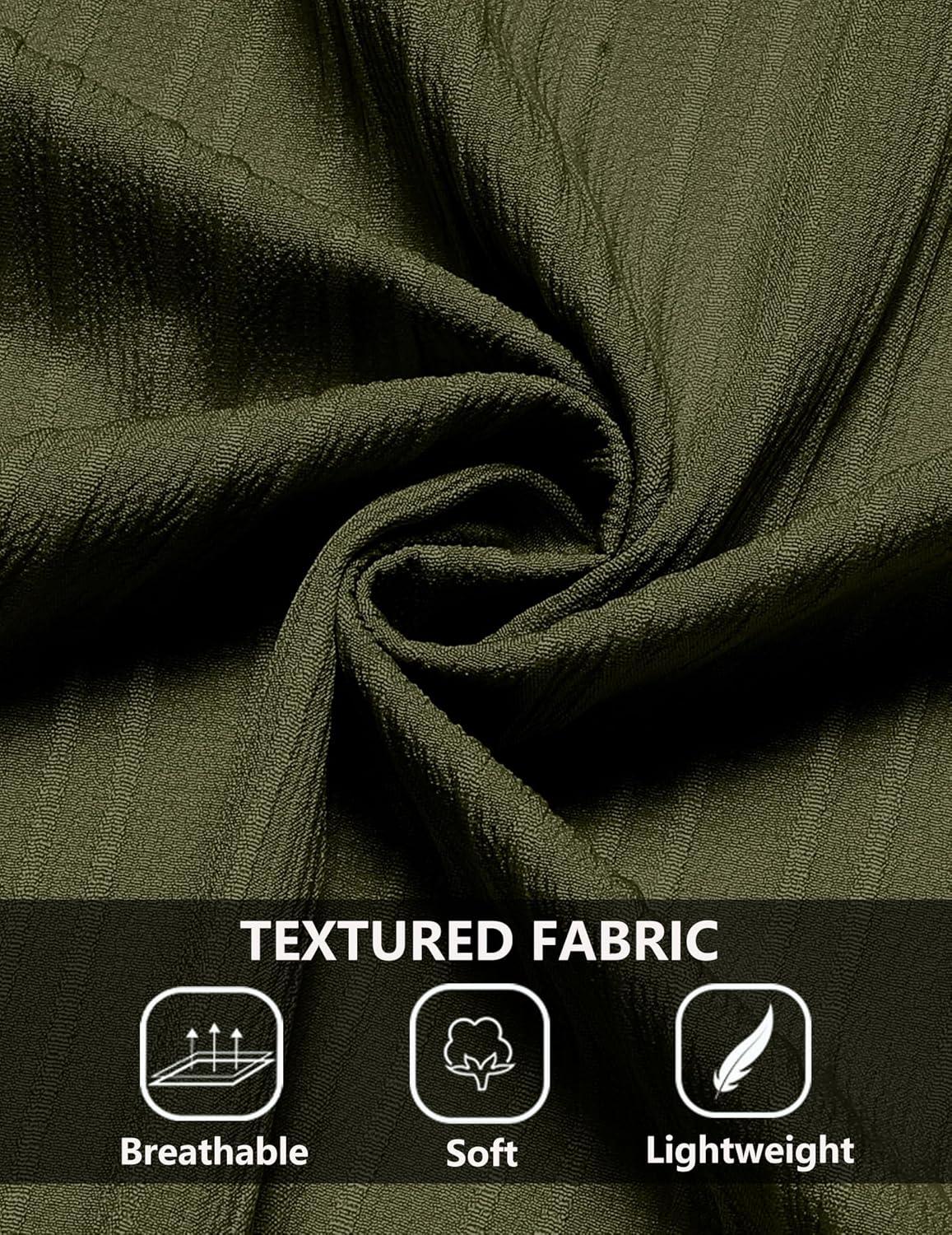 imageCOOFANDY Mens Casual Button Down Shirts Short Sleeve Textured Shirt Summer Beach Shirts for MenArmy Green