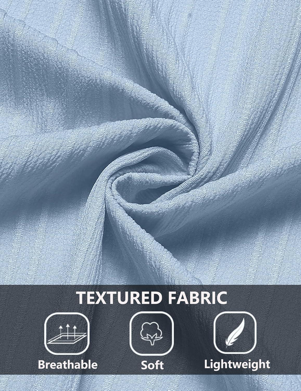 imageCOOFANDY Mens Casual Button Down Shirts Short Sleeve Textured Shirt Summer Beach Shirts for MenLight Blue