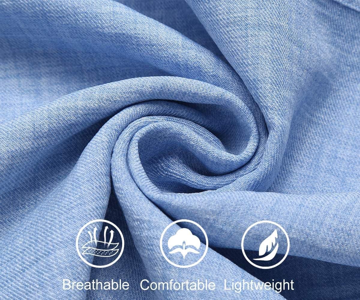 imageCOOFANDY Mens Casual Button Down Shirts Short Sleeve Textured Summer Beach ShirtClear Blue