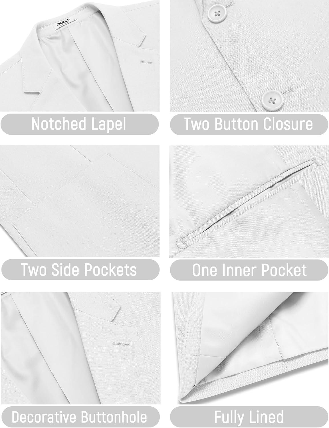 imageCOOFANDY Mens Casual Linen Blazer Jacket Lightweight Sport Coats Two Button Suit JacketsWhite