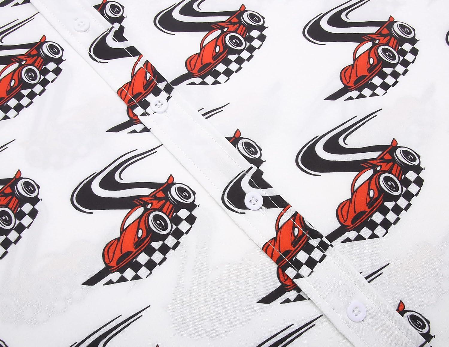 imageCOOFANDY Mens Casual Short Sleeve Shirts Summer Beach Shirt Button Down Textured Shirts Vacation Hawaiian ShirtsPassionate Racing