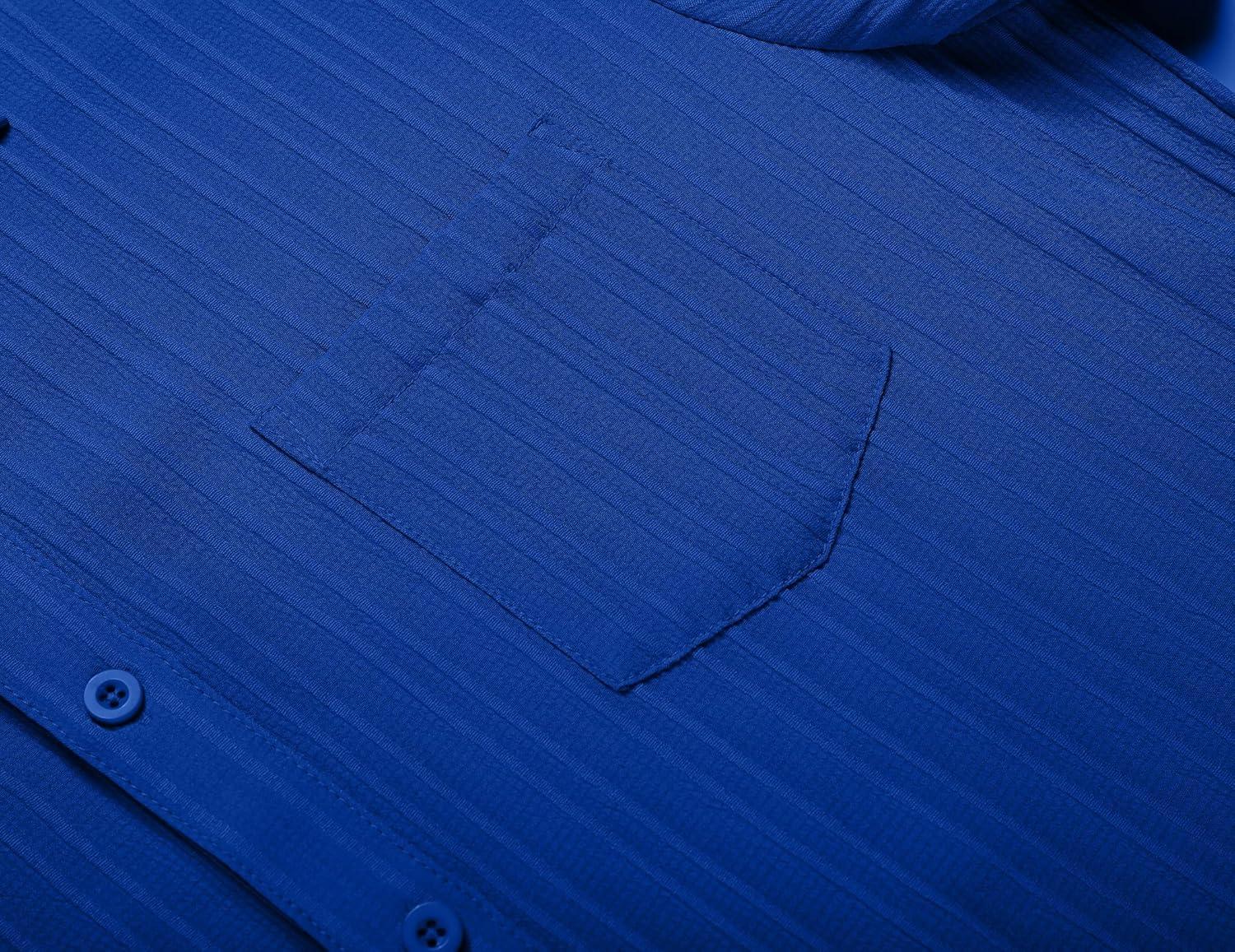 imageCOOFANDY Mens Casual Short Sleeve Shirts Summer Beach Shirt Button Down Textured Shirts Vacation Hawaiian ShirtsRoyal Blue