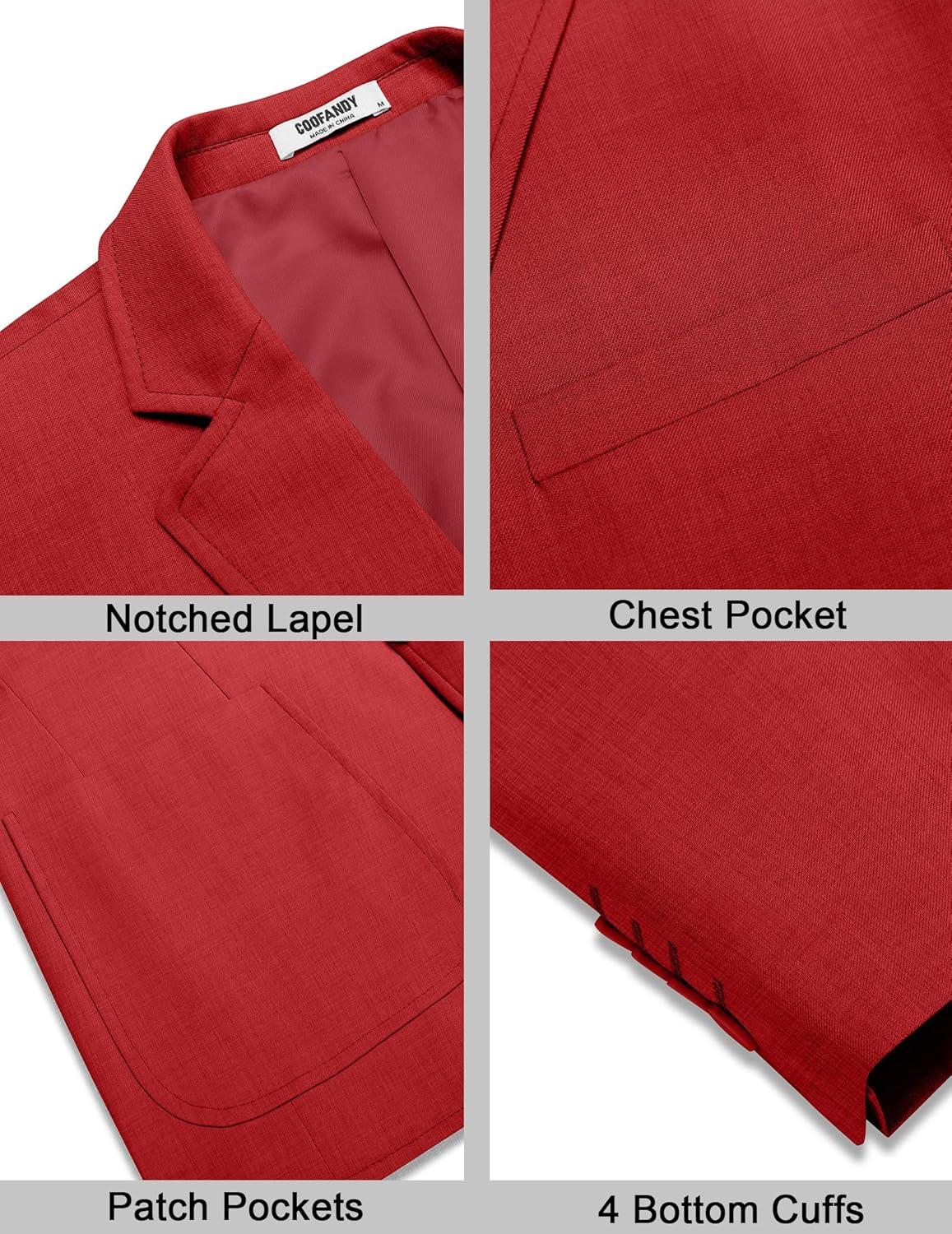 imageCOOFANDY Mens Casual Sport Coat Lightweight Two Button Blazer Slim Fit Business JacketsDeep Red