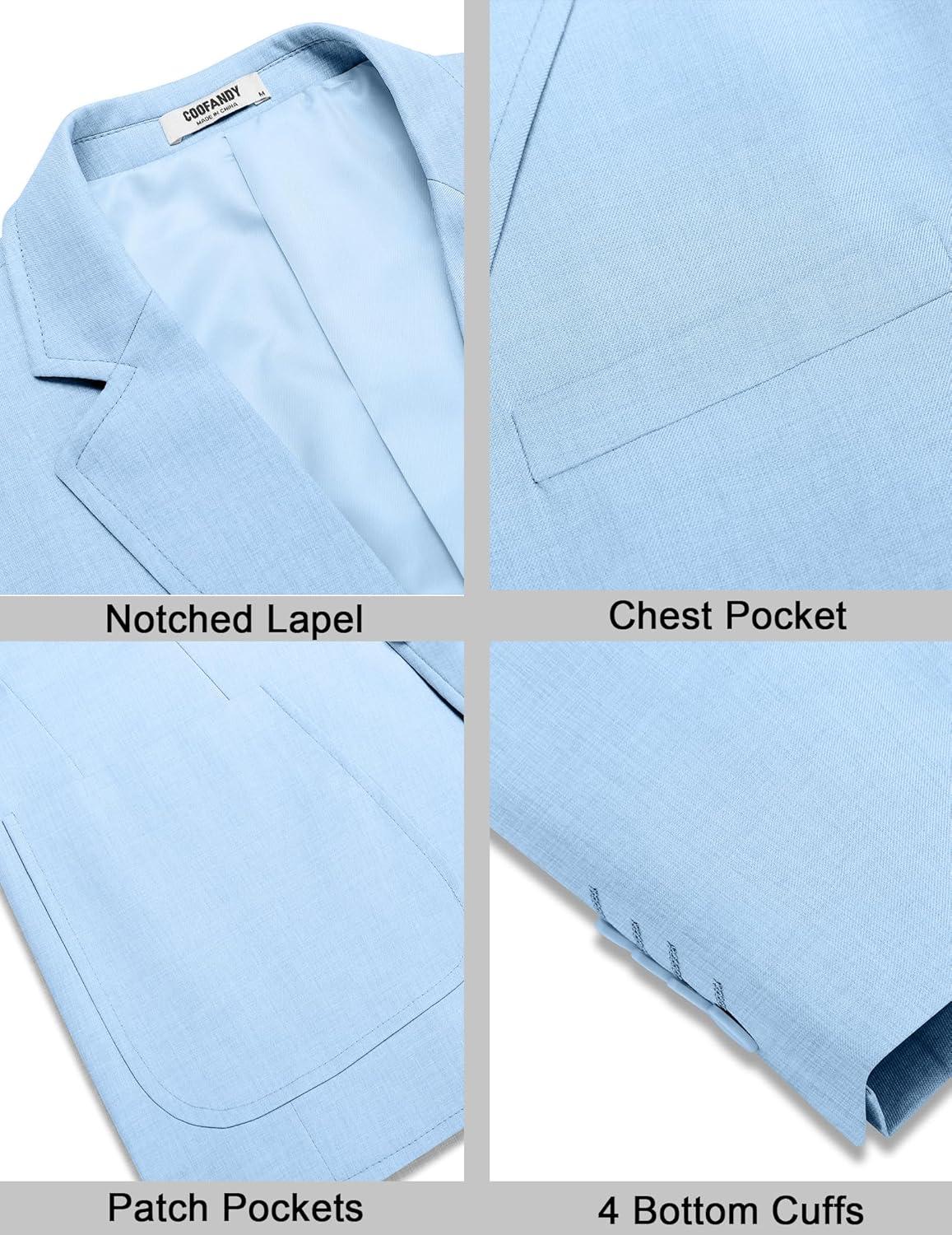 imageCOOFANDY Mens Casual Sport Coat Lightweight Two Button Blazer Slim Fit Business JacketsLight Blue