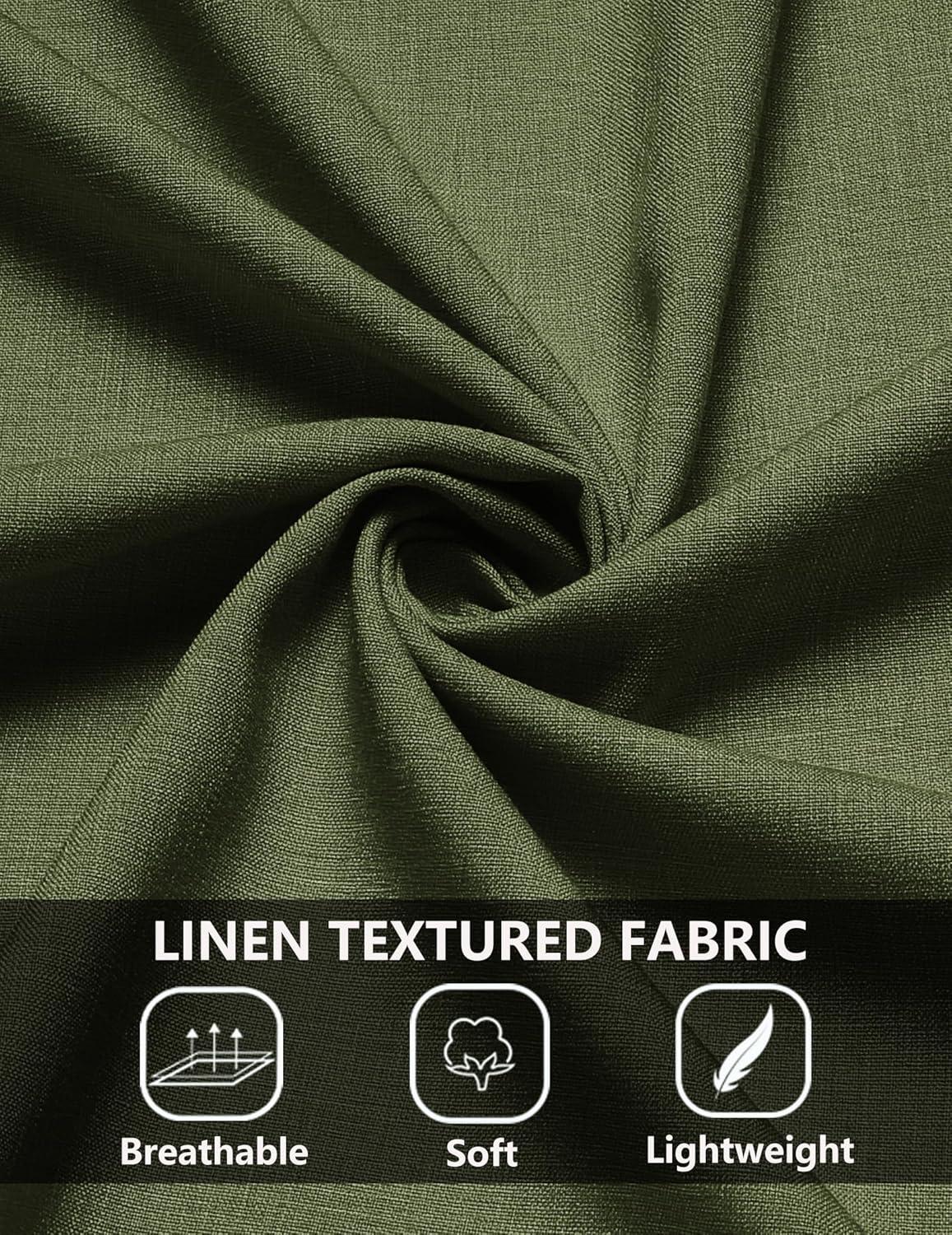 imageCOOFANDY Mens Casual Summer Beach Shirt Short Sleeve Button Down Shirt Vacation Wedding Shirt Linen Textured ShirtsArmy Green