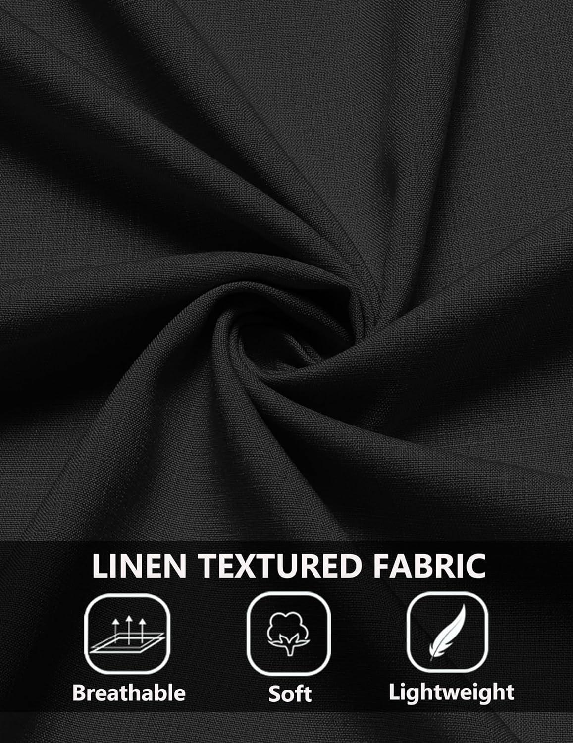 imageCOOFANDY Mens Casual Summer Beach Shirt Short Sleeve Button Down Shirt Vacation Wedding Shirt Linen Textured ShirtsBlack