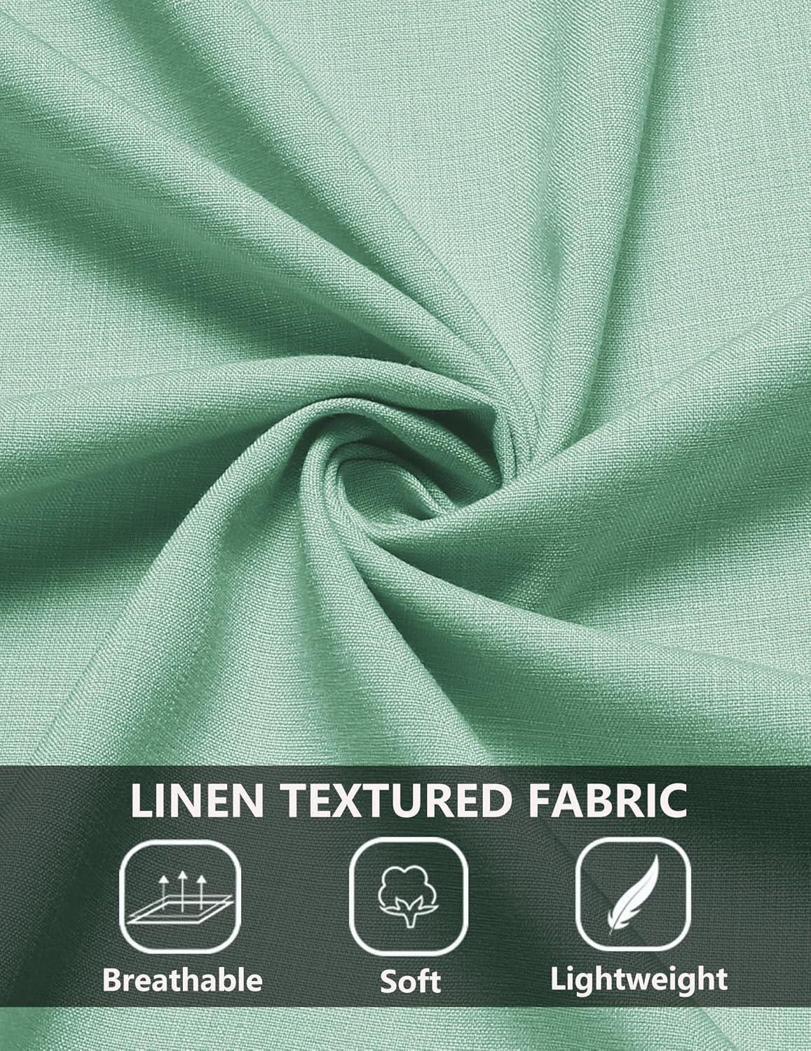 imageCOOFANDY Mens Casual Summer Beach Shirt Short Sleeve Button Down Shirt Vacation Wedding Shirt Linen Textured ShirtsIce Green