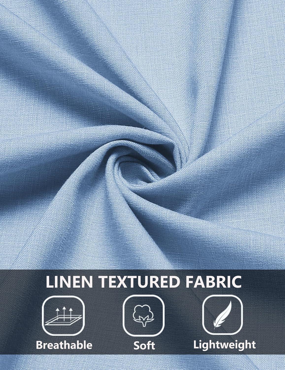 imageCOOFANDY Mens Casual Summer Beach Shirt Short Sleeve Button Down Shirt Vacation Wedding Shirt Linen Textured ShirtsLight Blue