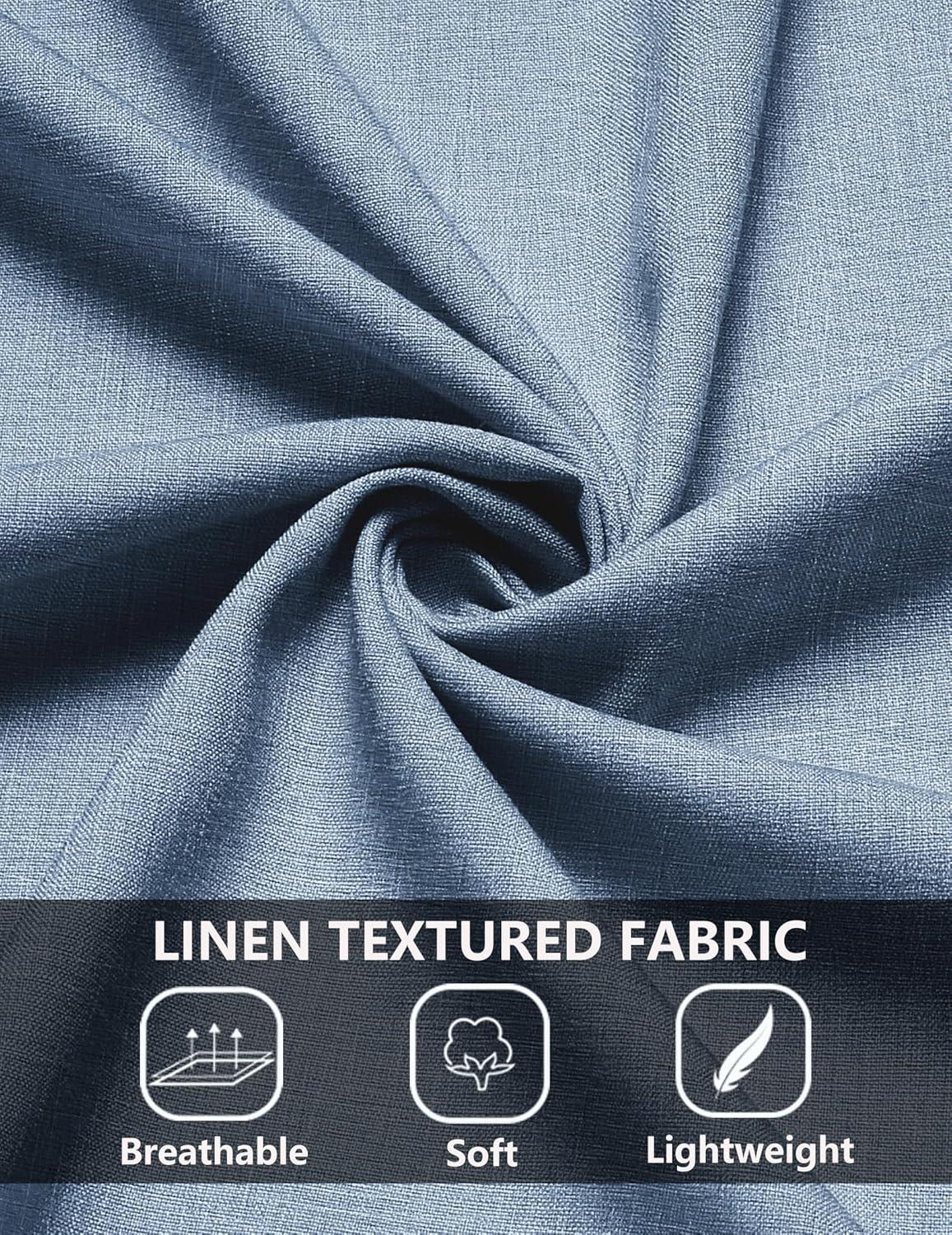 imageCOOFANDY Mens Casual Summer Beach Shirt Short Sleeve Button Down Shirt Vacation Wedding Shirt Linen Textured ShirtsNavy