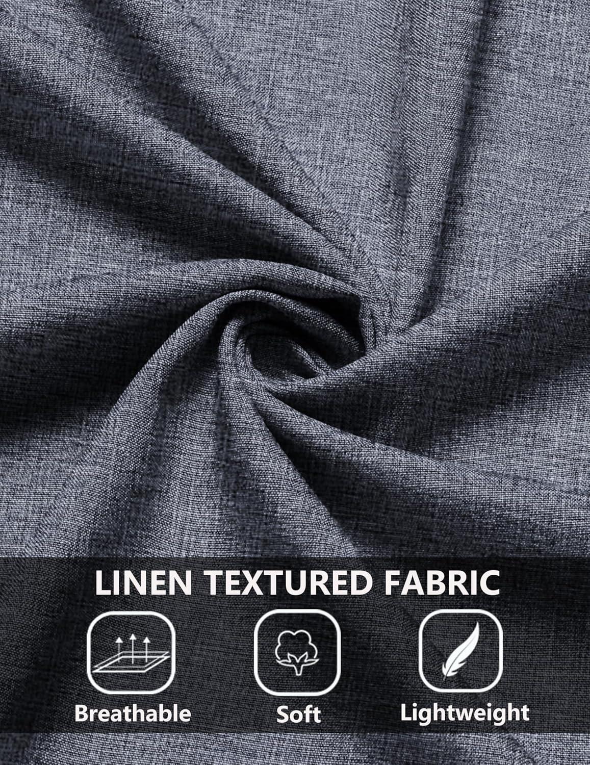 imageCOOFANDY Mens Casual Summer Beach Shirt Short Sleeve Button Down Shirt Vacation Wedding Shirt Linen Textured ShirtsNavy Blue