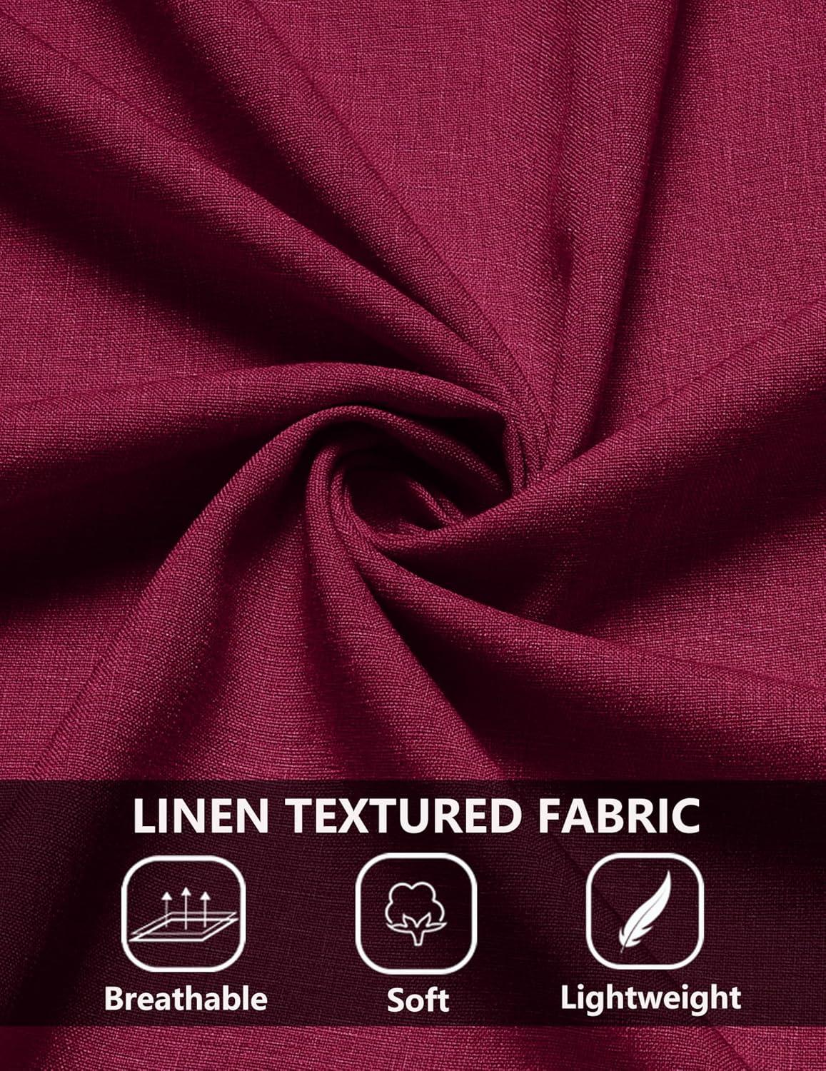 imageCOOFANDY Mens Casual Summer Beach Shirt Short Sleeve Button Down Shirt Vacation Wedding Shirt Linen Textured ShirtsWine Red