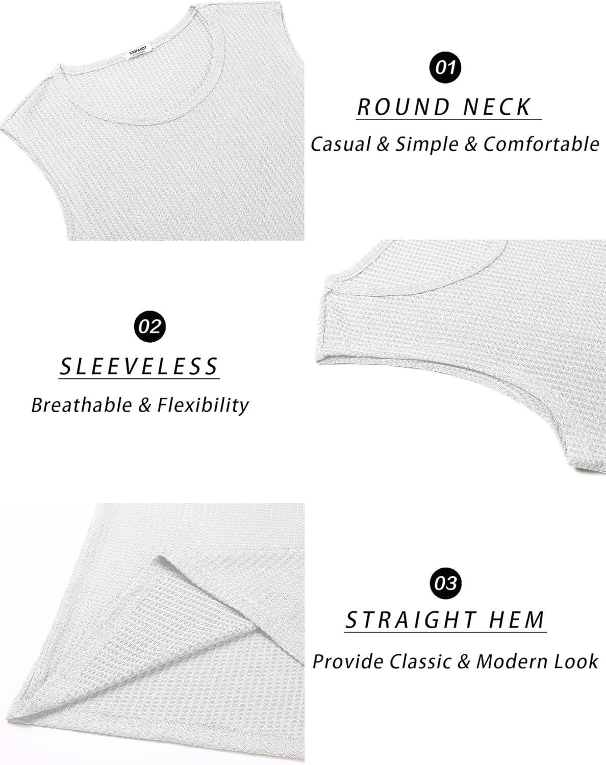 imageCOOFANDY Mens Casual Tank Tops 2 Pack Waffle Knit Sleeveless Shirt Breathable Tank Shirts Summer Muscle TeeWhite