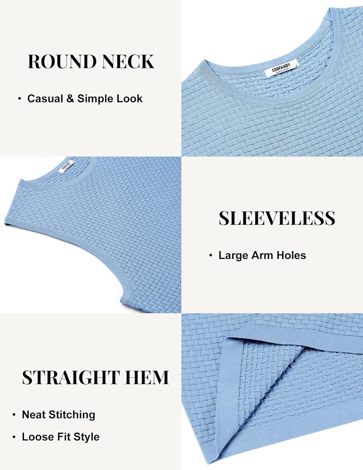 imageCOOFANDY Mens Casual Tank Tops Knit Sleeveless Shirt Summer Beach Tank Shirt Breathable Muscle T ShirtsLight Blue